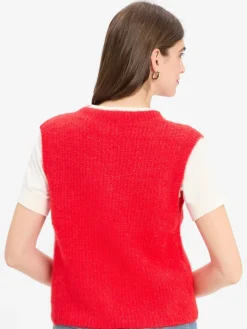 american vintage Jacken & Westen<Damen Strickweste mit Alpaka-Anteil - East rot uni