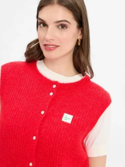 american vintage Jacken & Westen<Damen Strickweste mit Alpaka-Anteil - East rot uni