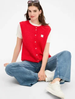 american vintage Jacken & Westen<Damen Strickweste mit Alpaka-Anteil - East rot uni