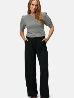 zero Shirts & Tops<Damen Strukturshirt schwarz weiß gemustert