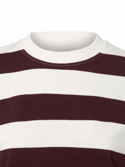 Marie Lund Sweatshirts & Sweatjacken<Damen Sweatshirt ecru aubergine gestreift