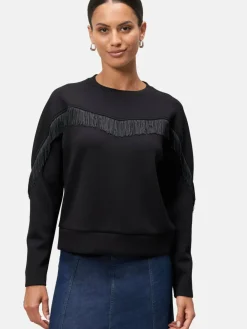 zero Sweatshirts & Sweatjacken|Pullover & Strickjacken<Damen Sweatshirt schwarz uni