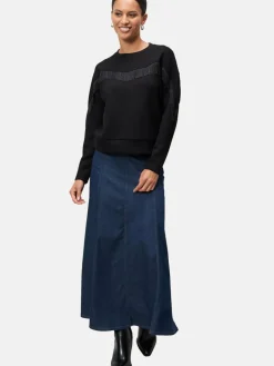 zero Sweatshirts & Sweatjacken|Pullover & Strickjacken<Damen Sweatshirt schwarz uni