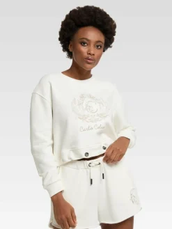 Carlo Colucci Sweatshirts & Sweatjacken<Damen Sweatshirt - De Bacco weiß gemustert