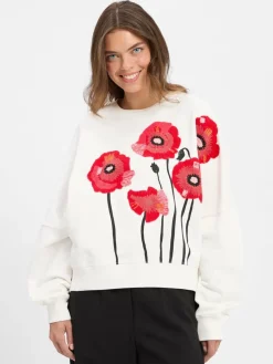 Drykorn Sweatshirts & Sweatjacken<Damen Sweatshirt - Astera ecru rot gemustert