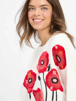 Drykorn Sweatshirts & Sweatjacken<Damen Sweatshirt - Astera ecru rot gemustert