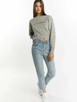 MyMo Sweatshirts & Sweatjacken<Damen Sweatshirt cropped grau meliert