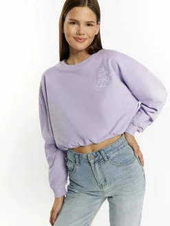 MyMo Sweatshirts & Sweatjacken<Damen Sweatshirt cropped lila uni