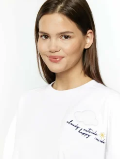 MyMo Sweatshirts & Sweatjacken<Damen Sweatshirt mit Applikation ecru bedruckt