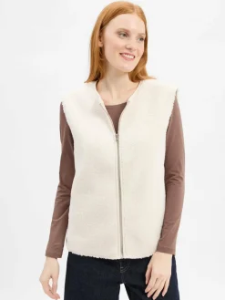 Marie Lund Collection Jacken & Westen<Damen Teddyfell-Weste ecru uni