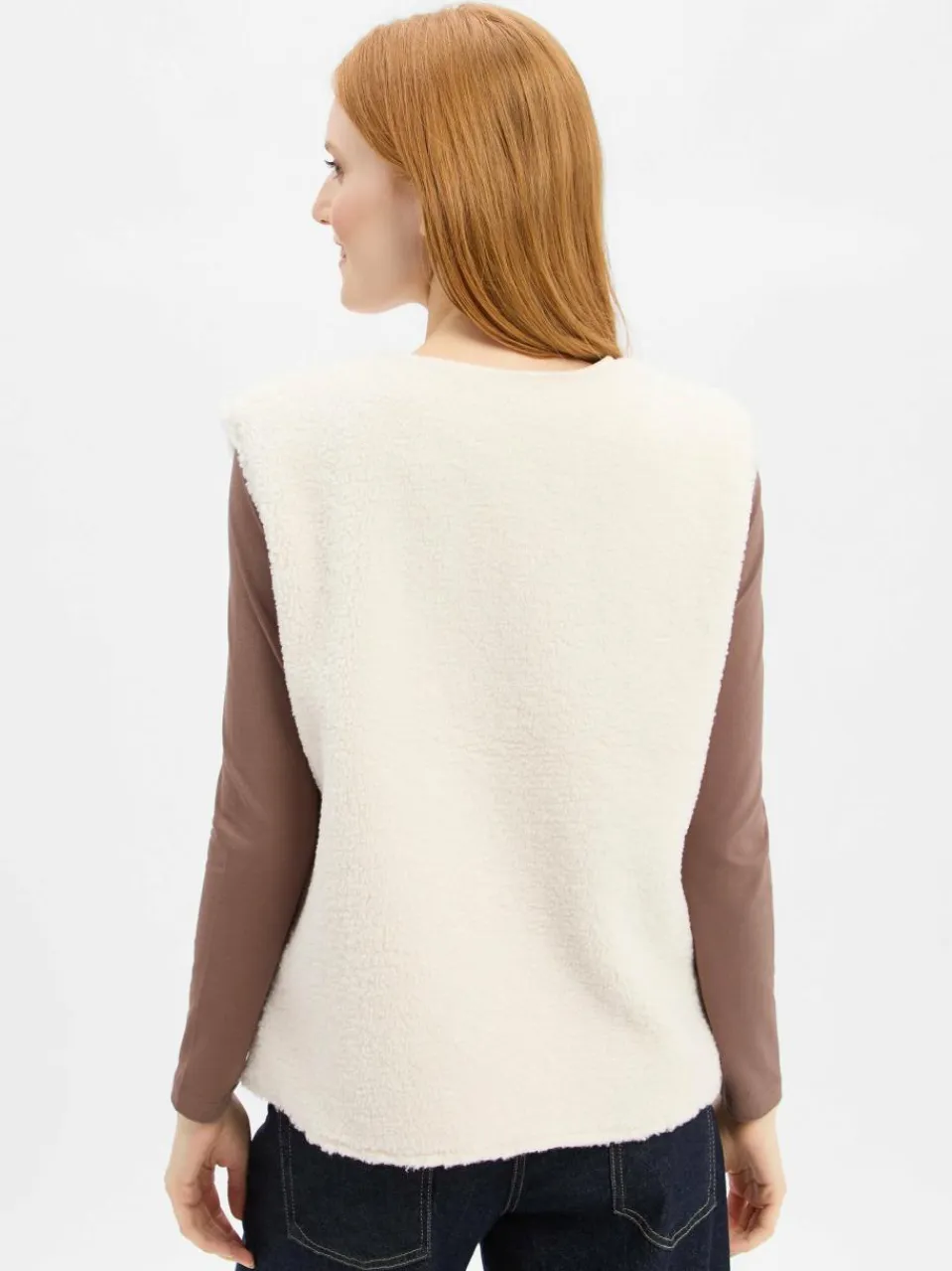 Marie Lund Collection Jacken & Westen<Damen Teddyfell-Weste ecru uni