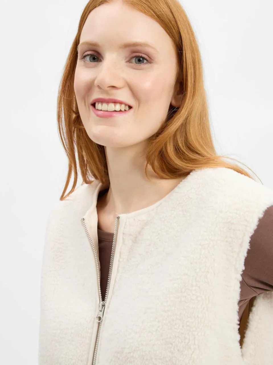 Marie Lund Collection Jacken & Westen<Damen Teddyfell-Weste ecru uni