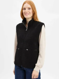 Marie Lund Jacken & Westen<Damen Teddyfell-Weste schwarz uni