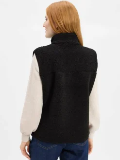 Marie Lund Jacken & Westen<Damen Teddyfell-Weste schwarz uni