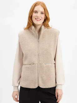 Marie Lund Jacken & Westen<Damen Teddyfell-Weste kitt uni