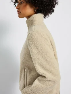 Street One Jacken & Westen<Damen Teddy-Jacke beige uni