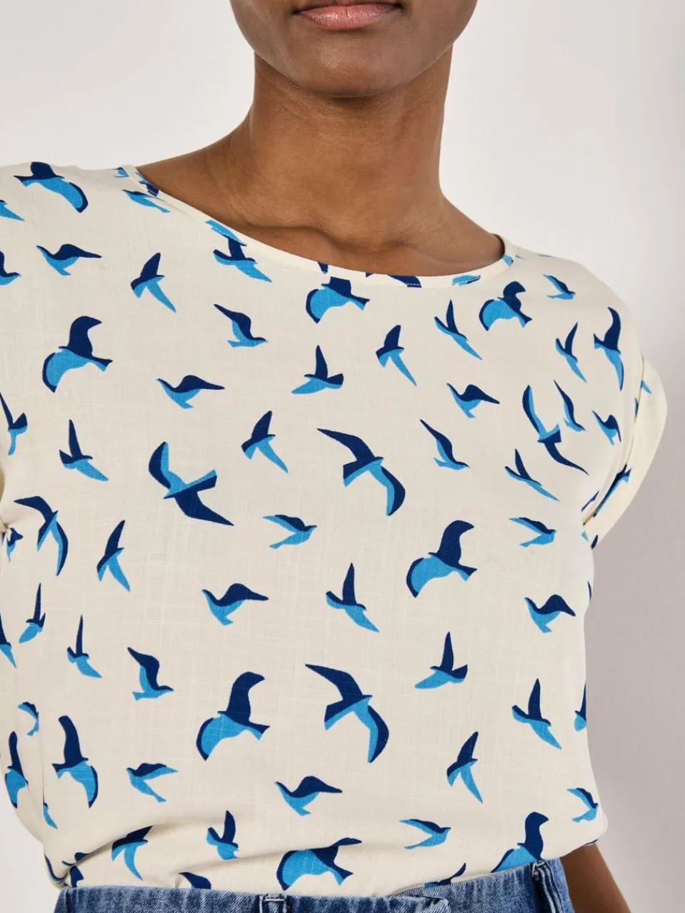 Apricot Blusen<Damen Top beige bedruckt