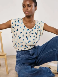 Apricot Blusen<Damen Top beige bedruckt