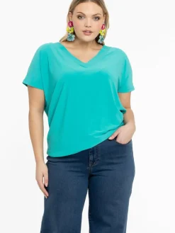 YOEK Shirts & Tops<Damen T-Shirt türkis uni