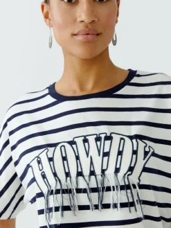 Oui Shirts & Tops<Damen T-Shirt weiß blau gestreift