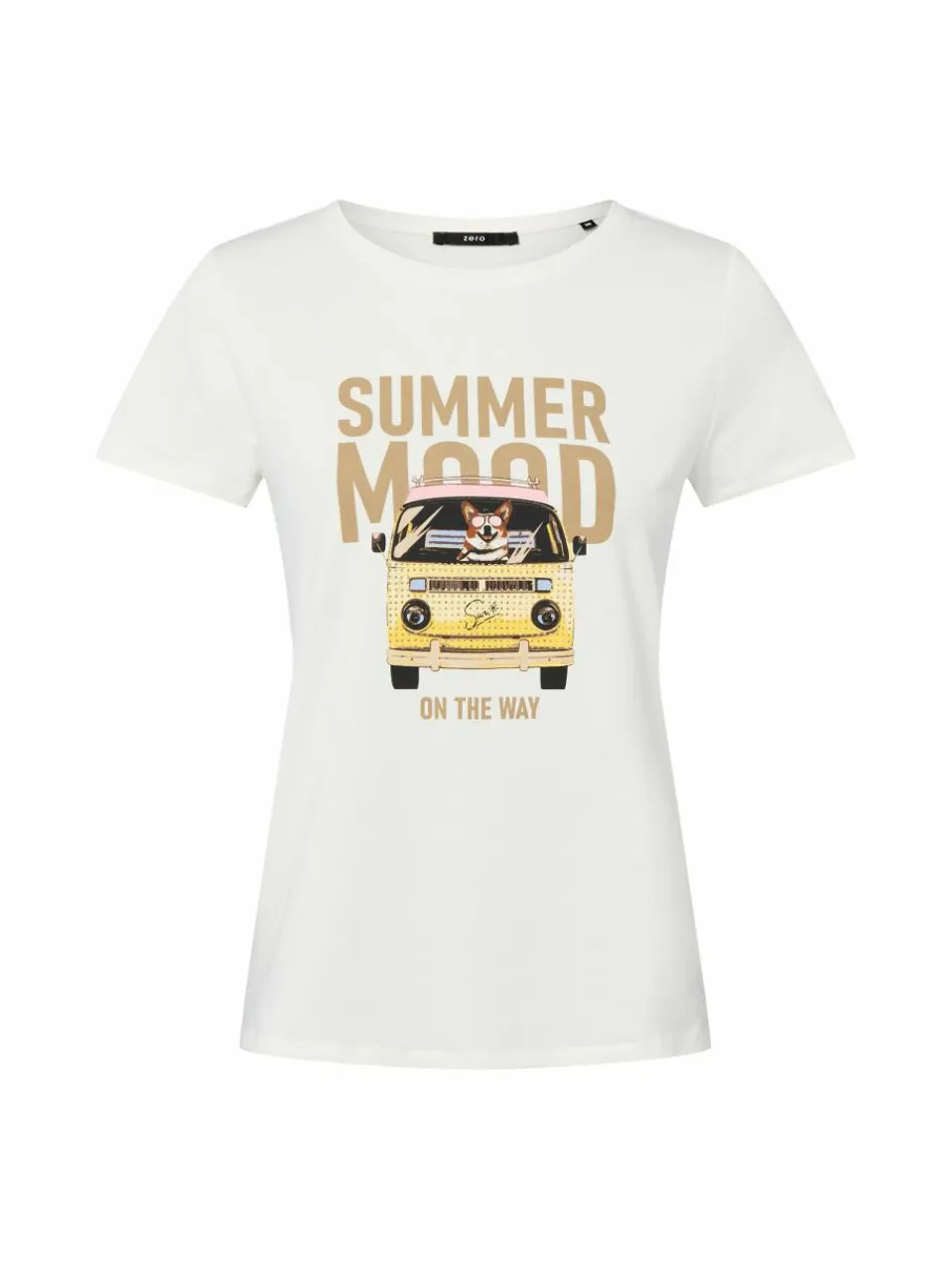 zero Shirts & Tops<Damen T-Shirt ecru beige bedruckt