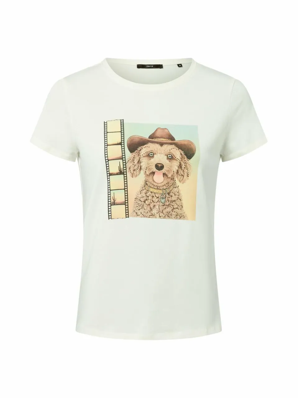 zero Shirts & Tops<Damen T-Shirt ecru braun bedruckt