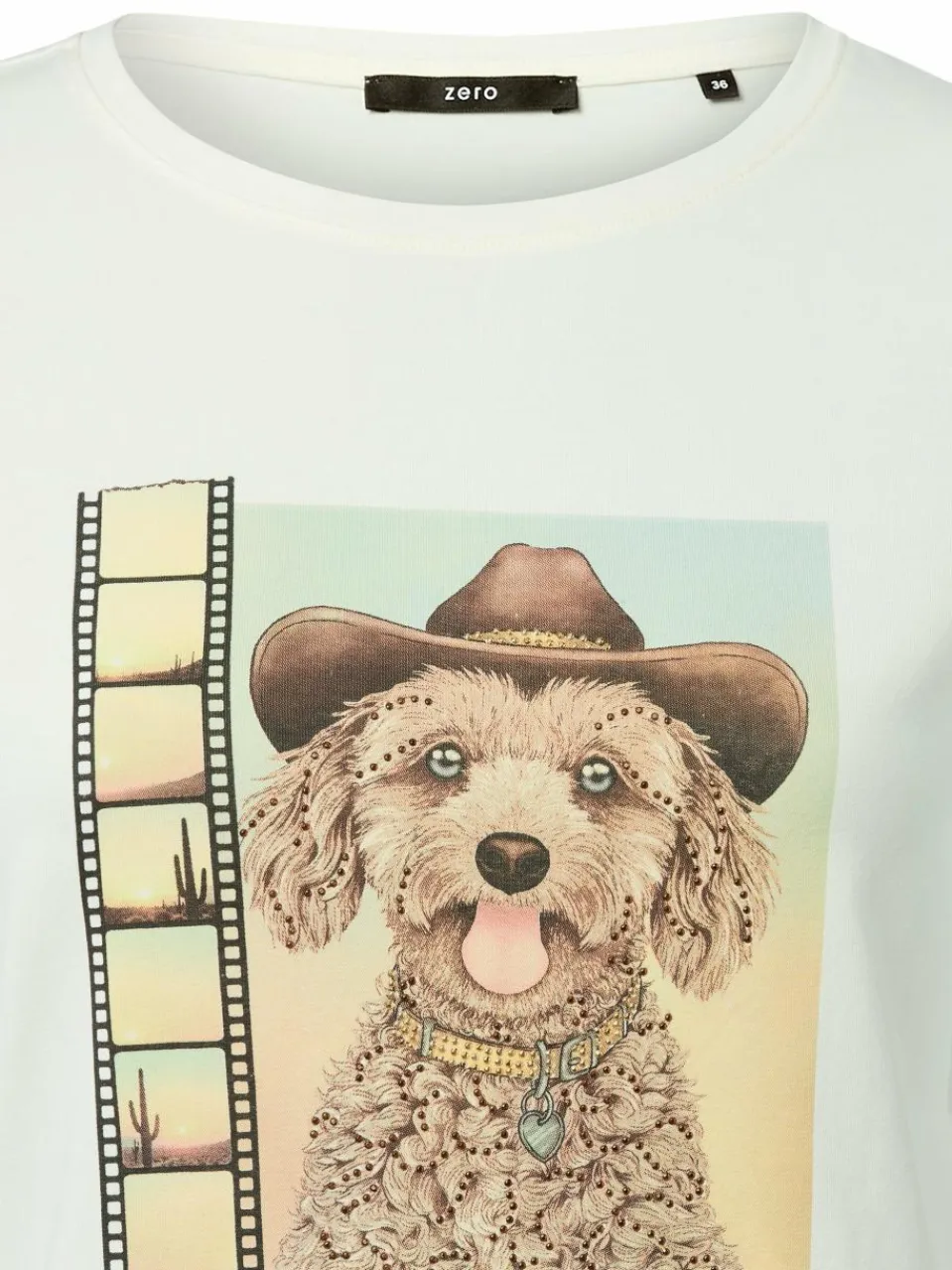 zero Shirts & Tops<Damen T-Shirt ecru braun bedruckt