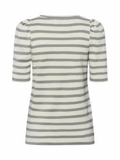 Marie Lund Shirts & Tops<Damen T-Shirt ecru grau gestreift
