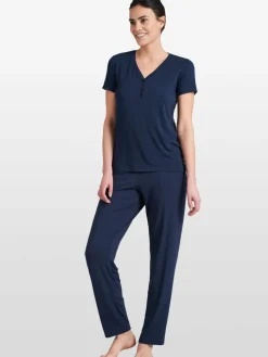 Schiesser Shirts & Tops<Damen T-Shirt - Mix+Relax blau uni