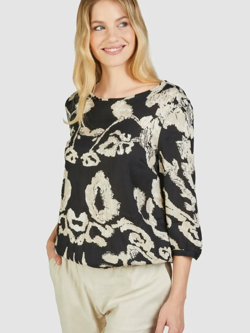 Navigazione Blusen<Damen Tunika schwarz bedruckt