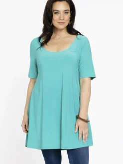 YOEK Blusen<Damen Tunika türkis uni