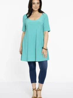 YOEK Blusen<Damen Tunika türkis uni