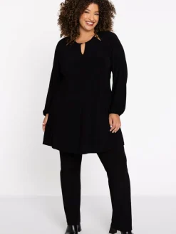 YOEK Blusen<Damen Tunika schwarz uni