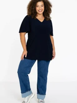 YOEK Blusen<Damen Tunika blau uni