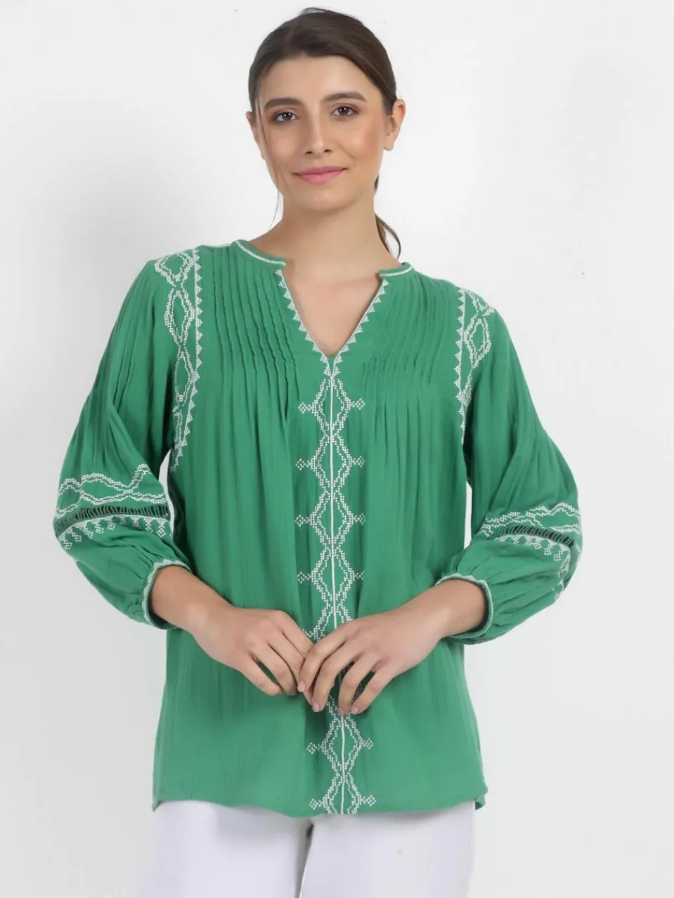 Vicci Germany Blusen<Damen Tunikabluse grün bedruckt