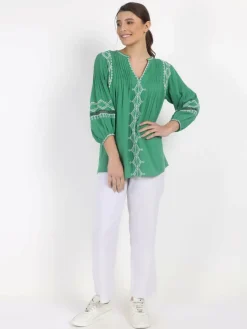 Vicci Germany Blusen<Damen Tunikabluse grün bedruckt