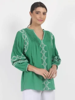 Vicci Germany Blusen<Damen Tunikabluse grün bedruckt