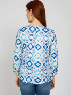 Vicci Germany Blusen<Damen Tunikabluse hellblau bedruckt