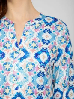 Vicci Germany Blusen<Damen Tunikabluse hellblau bedruckt