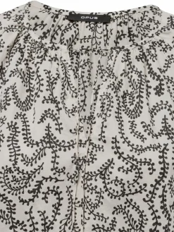 Opus Blusen<Damen Tunikabluse - Fisanna weiß schwarz gemustert