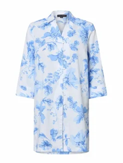 Franco Callegari Blusen<Damen Tunikabluse mit Leinen-Anteil - Winnie weiß hellblau gemustert