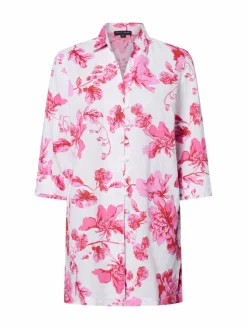 Franco Callegari Blusen<Damen Tunikabluse mit Leinen-Anteil - Winnie weiß pink gemustert