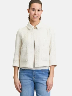 Cartoon Blazer<Damen Tweedblazer weiß mehrfarbig gemustert