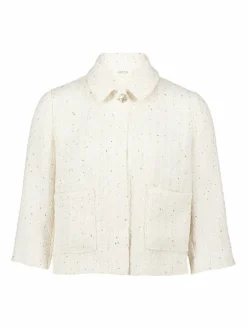 Cartoon Blazer<Damen Tweedblazer weiß mehrfarbig gemustert