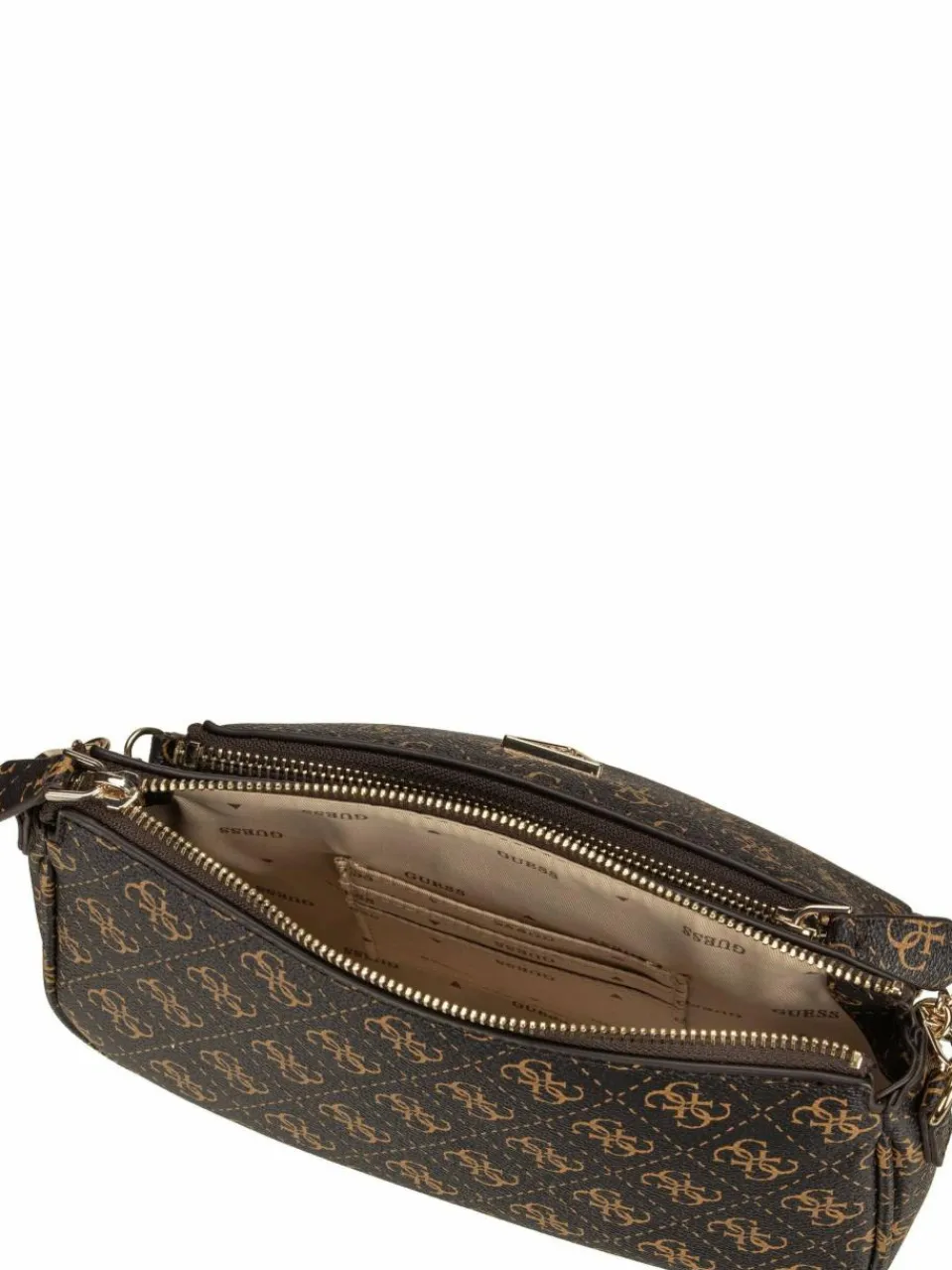 GUESS Taschen & Rucksäcke<Damen Umhängetasche - Noelle II Double Pouch CB 72710 Logo braun uni