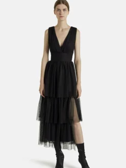 Nicowa Kleider<Damen Volantkleid - BALINO schwarz uni