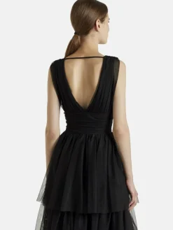 Nicowa Kleider<Damen Volantkleid - BALINO schwarz uni