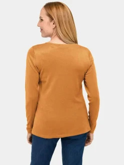 Goldner Pullover & Strickjacken<Damen V-Pullover - Unkomplizierter Pullover mit V-Ausschnitt gelb uni