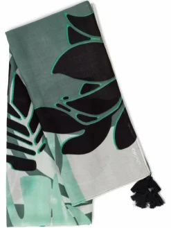 Olsen Schals & Tücher<Damen Webschal lind schwarz gemustert