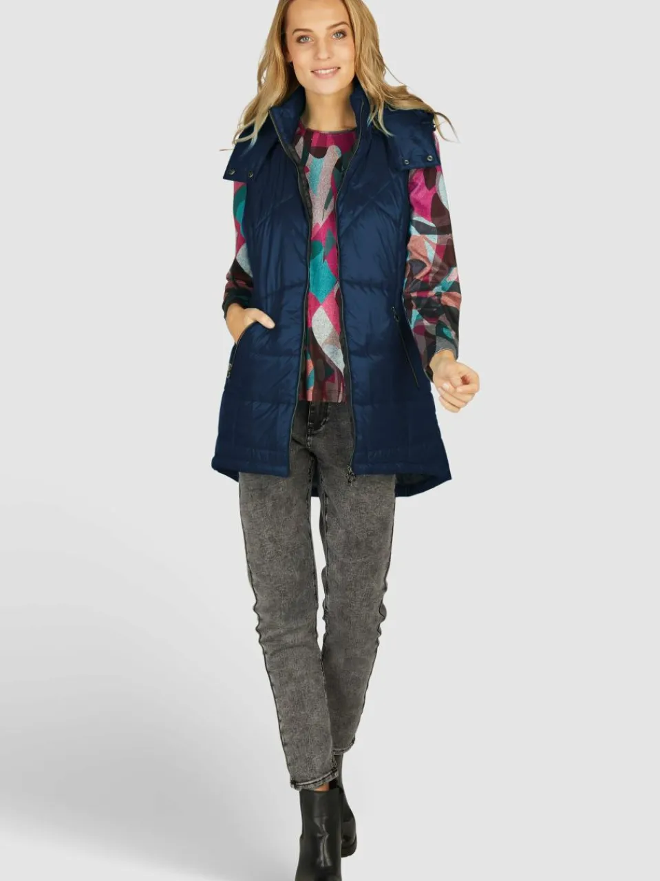 Navigazione Jacken & Westen<Damen Weste blau uni